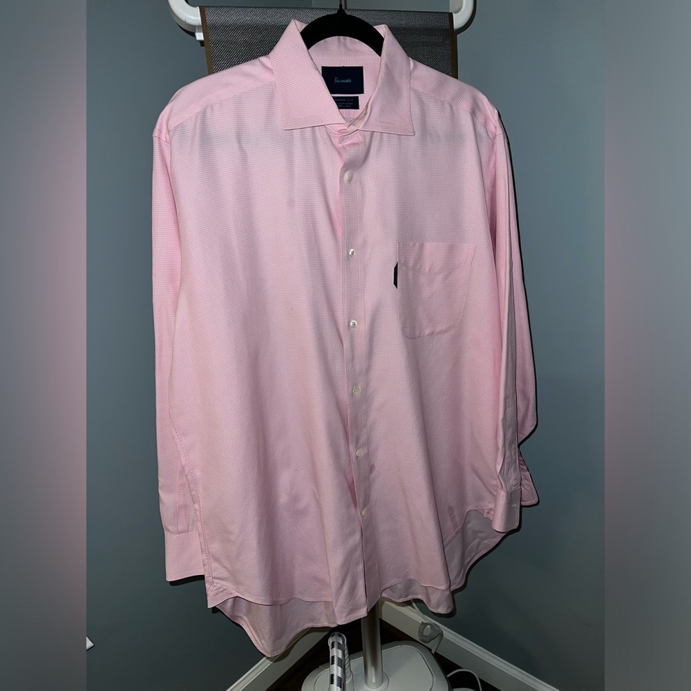 Faconnable Pink Subtle Herringbone Dress Shirt